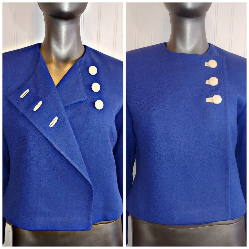 230. Vintage Herbert Grossman Royal Blue Wool Blazer 6